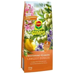 COMPO Mediterrane Pflanzen Langzeit-Dünger, 6 Monate Langzeitwirkung, 1,5 kg, 50 m2, 25897