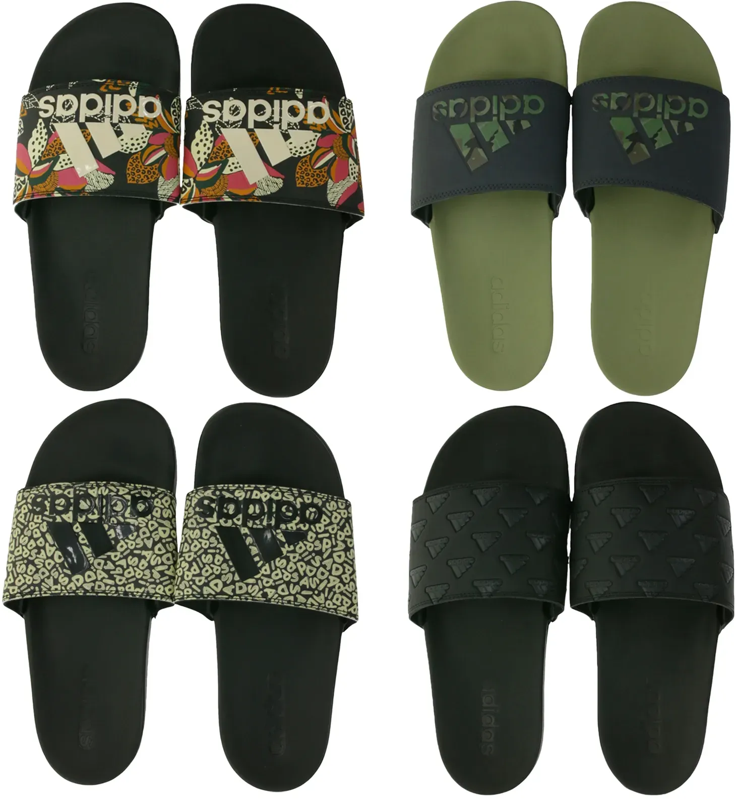 adidas Adilette Comfort Badeschuhe Damen und Herren Badelatschen Schwarz, Schwarz/Bunt, Schwarz/Beige oder Schwarz/Grün - 37
