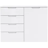 Forte Kommode 110,1 x 84,9 x 34,4 cm Weiß / Weiß Hochglanz