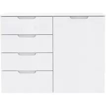 Forte Kommode 110,1 x 84,9 x 34,4 cm Weiß / Weiß Hochglanz