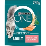 PURINA ONE BIFENSIS Adult Katzenfutter trocken, reich an Lachs, 6er Pack (6 x 750g)