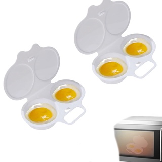 TAOLE Mikrowelle Ei Wilderer Eierkocher 2 Eier, Doppeltassen Eierkocher, Eier Pochierer Form Mit Deckel Für Öfen, Frühstück, Kochen, Küche