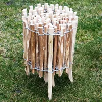 SEVICO 5m Staketenzaun 35cm x 5m mit Lattenabstand 3-4cm mit Pflock Zaunlatte Gartenzaun aus Haselnuss Natur STAHLKRAMPEN GRATIS V37 3-4 - Braun