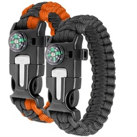 Ember Rock Paracord Survival Armband – 2er-Pack Survival Kit Firestarter Armbänder – inklusive Kompass, Feuerstahl, Pfeife und Fallschirmseil