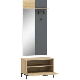 Homcom Garderobenset mit Spiegel 60 x 13,5 x 127,5 cm Naturholz