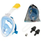 ikonka, Schnorchelmaske Schnorchelmaske Schnorchelmaske Vollhartes Faltbar mit Röhrchen Größen Für Kinder und Erwachsene für Waktionen Reise Wasserspiel Snorkeling (Blau, L/XL)