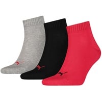 Puma Unisex Socken - Quarter-Socken, Sneaker-Socken, Damen, Herren, Vorteilspack Rot 47-49