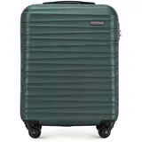 WITTCHEN Reisekoffer Handgepäck Kabinengepäck Rollkoffer Kabinenkoffer Kleiner Koffer Trolley Hartschale aus ABS 4 Spinner-Rollen Zahlenschloss Groove Line Größe S grün Lufthansa/Eurowings/Ryanair