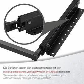 SOTech Schwerlastauszug KV2-100-H53-1200 EH 1200 mm, Schwarz 100 kg VarioSlide Einhandverriegelung - Schwarz