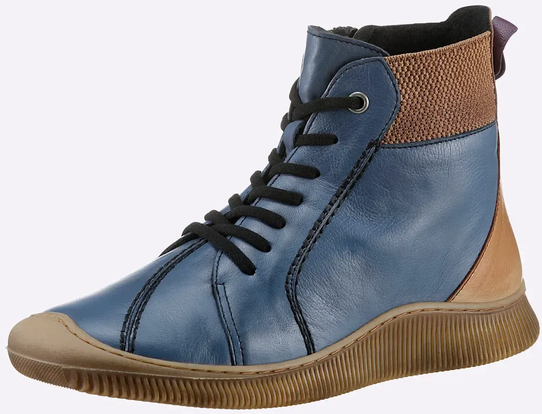 Stiefelette GEMINI, Damen, Gr. 37, blau (jeansblau), Glattleder, Schuhe Stiefelette