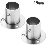 HQdeal Edelstahl Rundrohr-Halterung 25 mm 2 Stück
