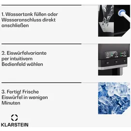 Klarstein ArcticBlend 3in1 IceMaker 20 kg/24h Bullet Ice, Wasserspender