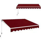 GOPLUS Gelenkarmmarkise, Klemmmarkise Balkon, Terrassenmarkise Balkonmarkise Sonnenschutz, UV-beständig wasserabweisend, einziehbare Sonnenmarkise mit Handkurbel, Alu+Polyester (295×250cm,Weinrot)