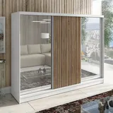 mebloland Schwebetürenschrank DIVER 200 x 215 x 59,5 cm Weiß