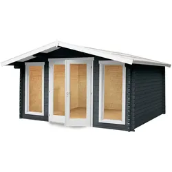 Wolff Finnhaus Gartenhaus Rotterdam modern 40 mm - Aktionsmodell anthrazit inkl. Boden/Fundamenthölzer