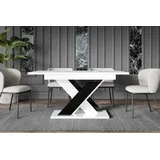ALTDECOR Esstisch ausziehbar, ideal als Küchentisch, Esszimmertisch - oder Wohnzimmertisch, solide Konstruktion aus Möbelplatte, 140-180x80x75 cm - Weiß Hochglanz/Schwarz Hochglanz - RONX