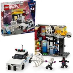 LEGO 76311 Marvel Spider-Verse: Miles Morales vs. Spot - Superhelden Spielset mit Spielzeug Auto - 4 Minifiguren und Mini-Markt - Geschenk für Jungen und Mädchen ab 9 Jahren