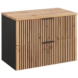 Lomadox Waschbeckenunterschrank 80,6 x 59,2 x 46,5 cm Braun/Schwarz