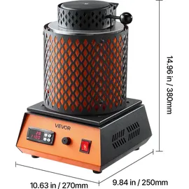 Vevor digitaler Goldschmelzofen Maschine mit 3 kg Keramiktiegel, elektrischer Schmelzofen 1350 W max. 1150 °C, Metallschmelzofen Set für Schmuckh...