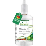 Fairvital | Vitamin D3 Tropfen - 50ml - 1000 I.E. pro Tropfen - in MCT Öl aus Kokos - Vitamin D flüssig mit 1600 Tropfen pro Flasche