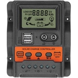 TKSE Solarpanel Controller, 12V/24V MPPT Solarladeregler, wasserdichtes LCD-Display 2 USB-Ausgang PWM-Panel-Laderegler(10A)