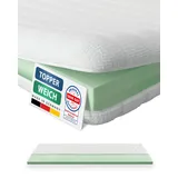 AM Qualitätsmatratzen Topper 200x220cm weich - Made in Germany - Oeko TEX zertifizierter Matratzen Topper 200x220 H2 - Anpassungsfähige & Weiche Matratzenauflage 200x220 mit waschbarem Bezug