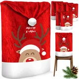 Kesser KESSER® Premium Weihnachtsstuhlüberzug Set Stuhlhussen für Weihnachten Nikolausmütze Stuhlbezug Husse Weihnachtsdeko für Stühle Überzieher - Stuhlabdeckung im weihnachtlichen Design