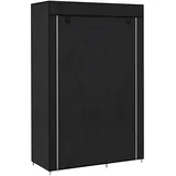 Homcom Kleiderschrank Stoffschrank mit 6 Ablagen, Kleiderstange, Reißverschluss Faltschrank für, Ankleidezimmer Schlafzimmer, 103 x 43 x 162,5 cm, Schwarz