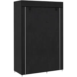 Homcom Kleiderschrank Stoffschrank mit 6 Ablagen, Kleiderstange, Reißverschluss Faltschrank für, Ankleidezimmer Schlafzimmer, 103 x 43 x 162,5 cm, Schwarz