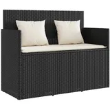 furnicato Gartenbank mit Kissen Schwarz Poly Rattan