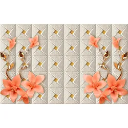 Fototapete PAPERMOON "Muster mit Blumen", bunt, B:3,50m L:2,60m, Vlies, Tapeten
