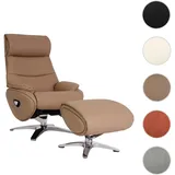 Mendler Relaxsessel HWC-K98 Kunstleder 117 x 110 x 0 cm Taupe mit Hocker