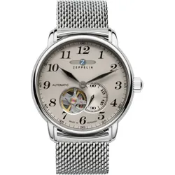 Zeppelin Herrenuhr LZ 127 Graf Zeppelin 7666M5 - Beiges Ziffernblatt mit schwarzen Zahlen/Indices,silber - 40mm