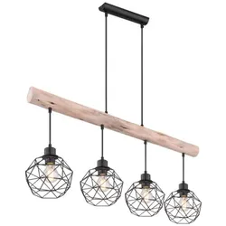 Globo 15416-4 Deckenleuchte Theodor 4x60W | E27 - schwarz, Holz