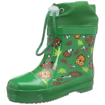 Playshoes Unisex Kinder Gummistiefel Halbschaft gefüttert Regenstiefel, grün Waldtiere, 26 EU