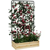 Outsunny Hochbeet mit Rankhilfe, Pflanzkasten aus Holz, Kräuterbeet, für Garten, Naturholz,