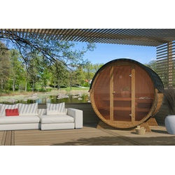 Finn Art Blockhaus Fasssauna Luka 2, 42 mm, Schindeln grün, Outdoor Gartensauna, ohne Ofen, Bausatz grün
