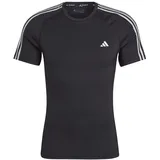 adidas Techfit 3-Stripes Training, T-Shirt (Short Sleeve) Tf 3S Tee, Black, XL