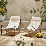 sweeek 2er-Set Mancora Relaxsessel mit Metallgestell, Stoff-Sitzfläche mit Kopfpolster