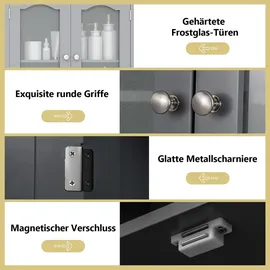 Costway Badezimmerschrank Hochschrank 4 Türen 0,0 x 0,0 cm Grau Holz