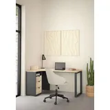 Home Affaire Eckschreibtisch Arbeitstisch, Sekretär, Bürotisch, Stauraum, Computertisch, 3 Schubladen integriert und 1 offenes Fach, Breite 150 cm braun|grau