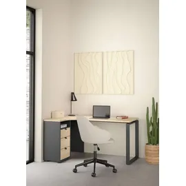 Home Affaire Eckschreibtisch Arbeitstisch, Sekretär, Bürotisch, Stauraum, Computertisch, 3 Schubladen integriert und 1 offenes Fach, Breite 150 cm braun|grau