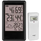 TFA Dostmann Wetterstation Funk mit Außensensor ETNA, 35.1173, Thermometer/Luftfeuchtigkeit innen außen, inkl Funkuhr, Wettervorhersage mit Symbolen, Raumklimakontrolle, digital, gut ablesbar, schwarz