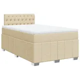 vidaXL Boxspringbett mit Matratze Creme 120x190 cm Stoff