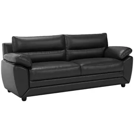 vente-unique Couch Kunstleder 3-Sitzer Schwarz