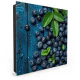 Primedeco Schlüsselkasten Magnetpinnwand mit Glasfront Blaubeeren auf Holz (1 St) blau