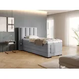 Veros Boxspringbett mit Motor 90x200 cm; Hellgrau (Velour) - Grau