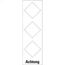 Aufkleber I Grundetikett Achtung, für 3 GHS-Piktogramme, Folie, selbstklebend, 88x247mm