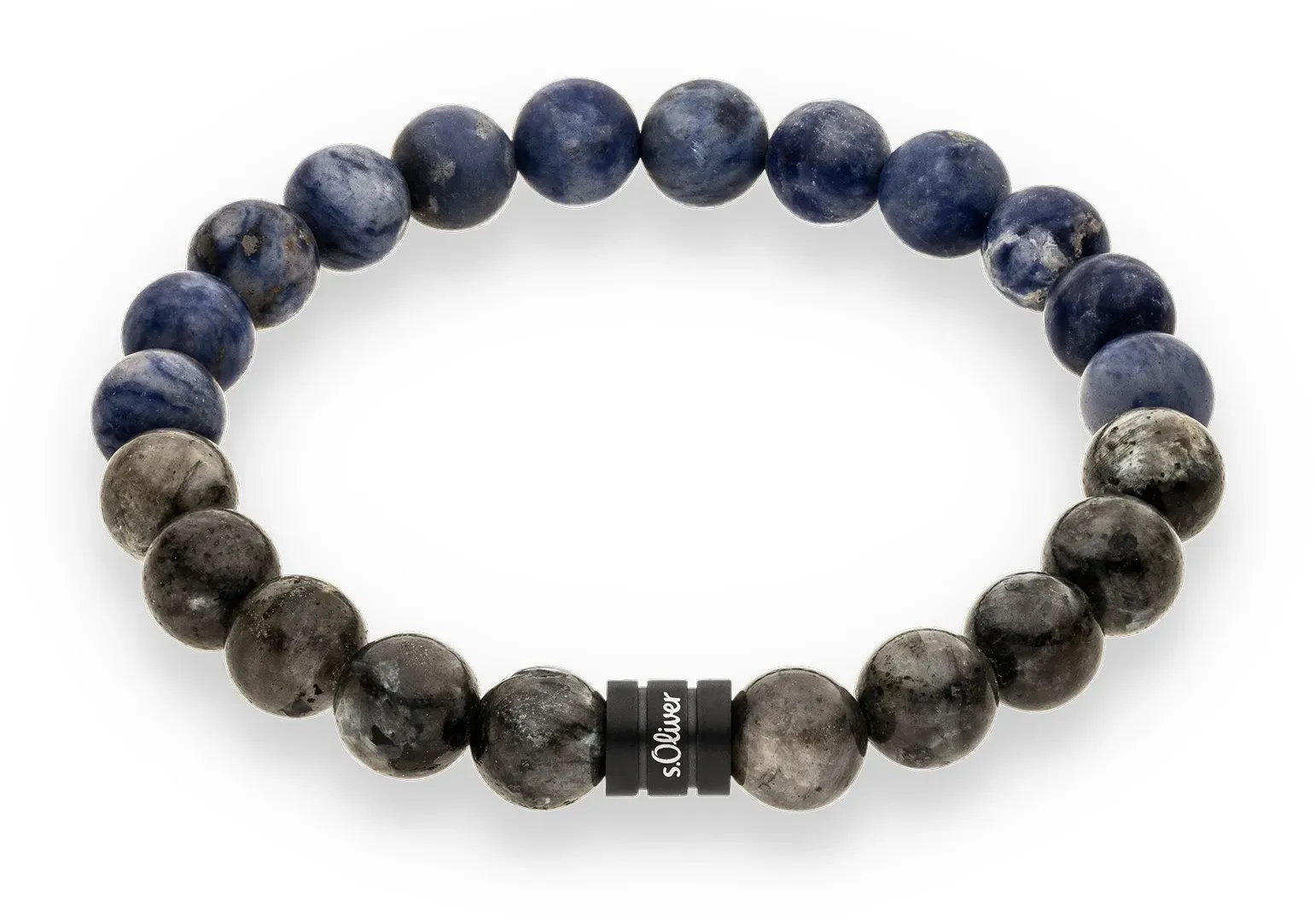 Armband S.OLIVER, blau (schwarz, blau, grün, blau, grau), Armbänder, Herren, 22cm, Edelstahl, Armband, mit Achat, Sodalith, Tigerauge, Spektrolith oder Kambaba Jaspis
