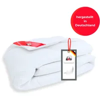 RIBECO GERMANY Daunenbettdecke 155x220 cm – Wärmeklasse: normal – –kuschelige Decke mit Temperaturregulierung und Kassettensteppung - weiß,